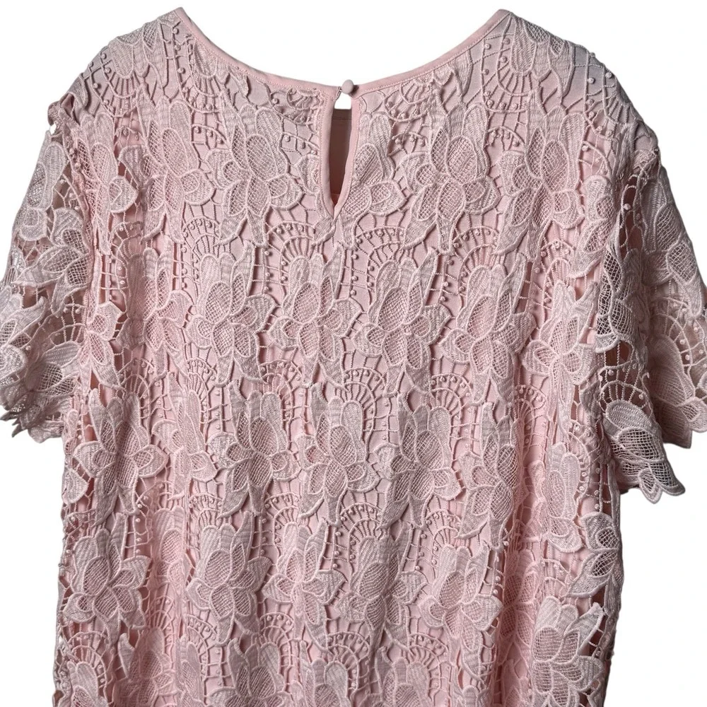 NEW‎ Philosophy Blush Pink All Over Lace Floral Blouse Feminine Dainty Fairy XXL